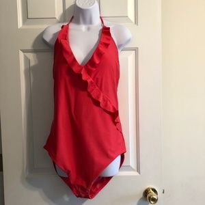 NWT Flaw Loft Beach Women Sz 16 lgt Red Swimsuit 1